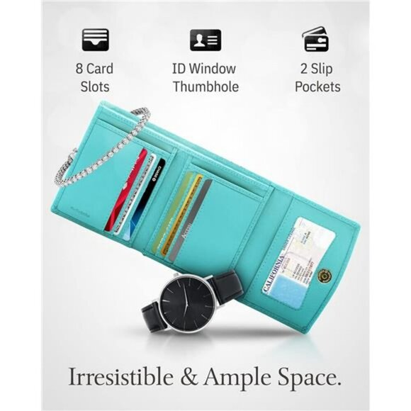 Leather Wallet for Women Small RFID Blocking Compact Card Holder Coin Purse Gift - Picture 3 of 7